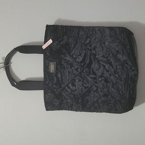 VICTORIA'S SECRET LARGE BLACK VELVET SHOULDER BAG ONE SIZE